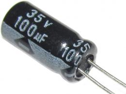 100u/35V N.A. elektrolyt. kond. radiál. 6x12x2,5mm