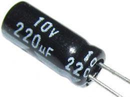 220u/10V 85° 5×11×2mm, elektrolytický kondenzátor radiální *