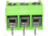 Svorkovnice do PCB, přímá, 3kontakty, 10A/300V plast, vodič do prům. 2,5 mm2, RM 5, zelená